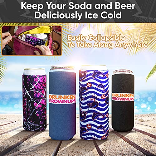  Axendale Tall Can Sleeve For Slim Can And Tall Beer Cans - Set Of 6 12oz Skinny Insulated Cooler Sleeves To Keep Drinks Cold - Compatible With Truly, Michelob Ultra, Seltzers, Redbull (Color Glitter)