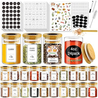  -Glass Jars With Bamboo Lids 32 Oz 8 Pcs Glass Food Storage Containers With Airtight Bamboo Lids, Glass Canisters Stackable Kitchen Pantry Bamboo Lid For Coffee Beans, Rice, Sugar And More