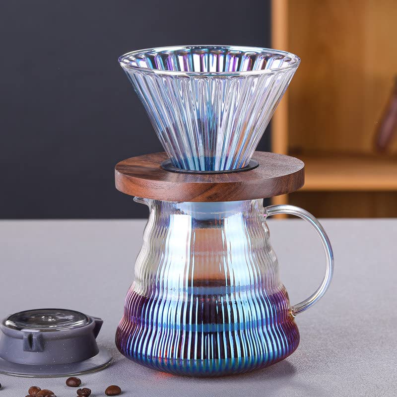  Glass Coffee Maker Pour Over Gradient Color 16oz Glass Carafe Dripper Brewer,50Pcs Coffee Lover Gift Set