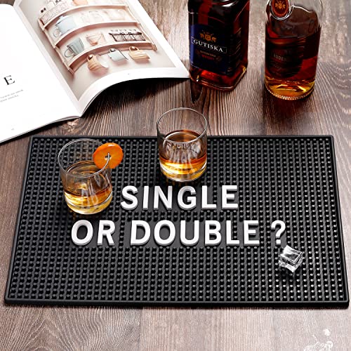  Black Bar Mat For Home Bar Man Cave Decorations - 17.5'' X 11.8'' Heavy Duty Rubber Bar Service Spill Mat, Drip Mat For Countertop - Great Gift For Dad Son Husband Father’s Day