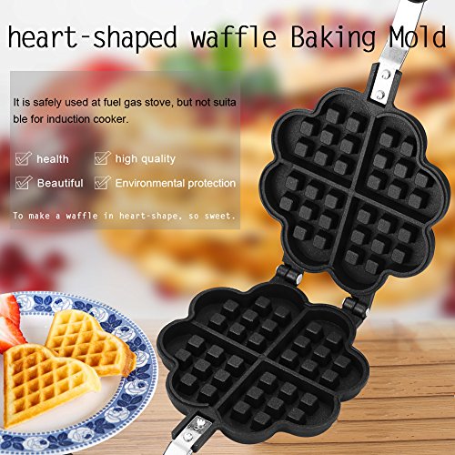  Affle Maker, Egg Waffle Iron Heart Shape Household Kitchen Gas NonStick Waffle Maker Pan Mould Mold Press Plate Baking Tool Baking Pan Frying Mold Kitchen Accessori