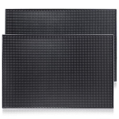  Rubber Bar Mat By ProTensils, 18" X 12", Black Bar Mats, Bar Service Mat, Black Coffee Bar Mat, Spill Mat For Counter-Top (2 Pieces)