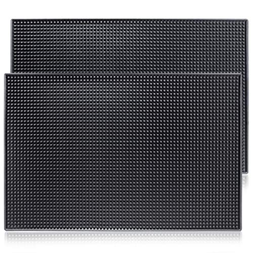  Rubber Bar Mat By ProTensils, 18" X 12", Black Bar Mats, Bar Service Mat, Black Coffee Bar Mat, Spill Mat For Counter-Top (2 Pieces)
