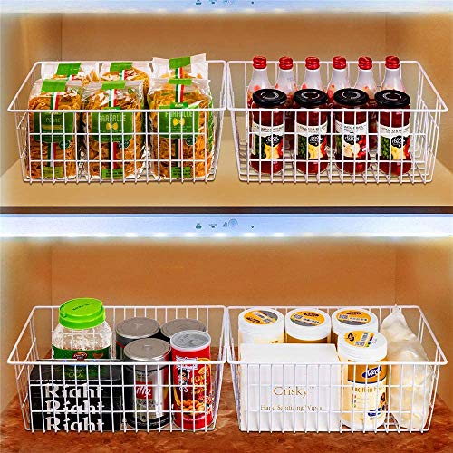  Wire Storage Basket Freezer Organizer Bins Metal Wire Baskets Wire Organizer Storage Baskets For Kitchen, Cabinets, Pantry, Freezer, BathroomSet Of 3