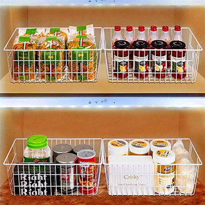  Wire Storage Basket Freezer Organizer Bins Metal Wire Baskets Wire Organizer Storage Baskets For Kitchen, Cabinets, Pantry, Freezer, BathroomSet Of 3