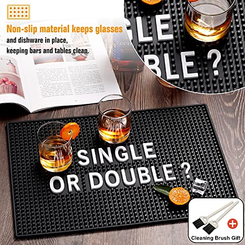  Black Bar Mat For Home Bar Man Cave Decorations - 17.5'' X 11.8'' Heavy Duty Rubber Bar Service Spill Mat, Drip Mat For Countertop - Great Gift For Dad Son Husband Father’s Day