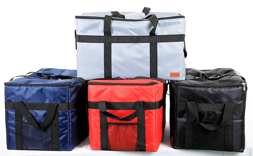  Insulated Food Delivery XXL Commercial Bag Grocery Bags Hot Bags For Delivery Waterproof - Premium Food Warmer Bag For Uber Eats And Doordash With Hard Bottom Black