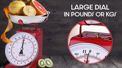  11 Lb/ 5Kg Old Antique Style Mechanical Kitchen Scale With 2 Bowls |Food Scale For Kitchen| Analog Kitchen Scale Kilogram/pounds| Analog Food Weight Scales |Meat Scale Grey