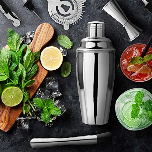  Cocktail Shaker Set Bartender Kit With Stand And Bar Mat | Essential Bar Accessories And Barware For The Home Bar Kit I Mixology Bartending Kit And Drink Mixing Tools