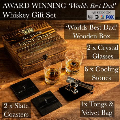  Gifts For Dad From Daughter - Engraved 'Worlds Best Dad. You'll Always Be My Hero' Whiskey Glass Set I Dad Birthday Gift I Dad Gifts From Daughter