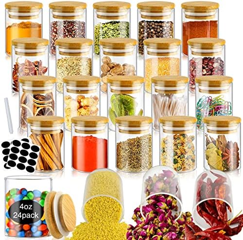  -Glass Jars With Bamboo Lids 32 Oz 8 Pcs Glass Food Storage Containers With Airtight Bamboo Lids, Glass Canisters Stackable Kitchen Pantry Bamboo Lid For Coffee Beans, Rice, Sugar And More