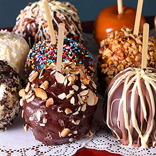  Wooden Candy Apple Skewer Sticks, 6mm 5.25inch Natural Bamboo Skewers BBQ Caramel Apple Sticks Cotton Candy Stick Rock Candy Stick Skewer Semi Pointed Lollipop Sticks Barbecue Corn Dog
