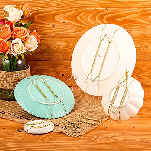  20 Pieces 20 Pieces Plate Hangers 4/5, 6, 8, 10 Inches Invisible Wall Plate Hangers Stainless Decorative Wire Plate Hangers With 20 Pieces Hangers Hook With Nails For Antique Plates And Art (Gold)