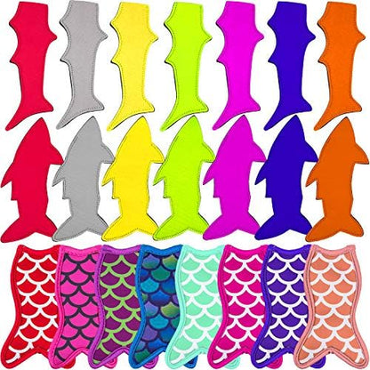  22 Pieces Ice Pop Holders Popsicle Holder Bags Mermaid And Shark Ice Pop Sleeves Freezer Pop Holders Bags