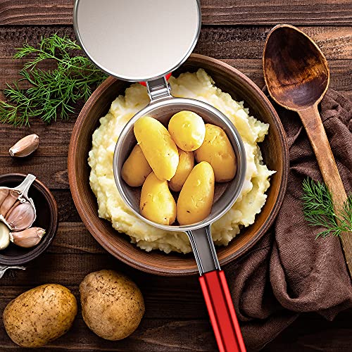  Potato Ricer Stainless Steel With 3 Interchangeable Fineness Discs, Ricer Kitchen Tool For Mashed Potatoes, Cauliflower Rice Maker Masher, Gnocchi Potatoe Spaetzle Press Patoto Masher (Red)