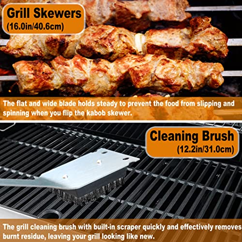  26PC Exclusive BBQ Grill Accessories In Aluminum Case For Birthday Christmas Grilling Gifts - Premium Grill Utensils Set With Barbecue Claws, Meat Injector, Thermometer For Smoker, Camping