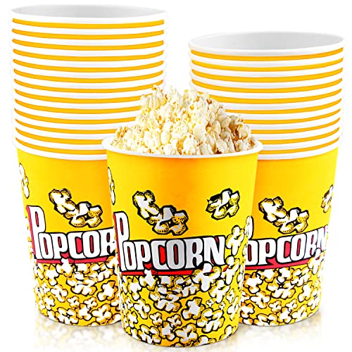  25 Pack 32oz Paper Popcorn Boxes Popcorn Containers Popcorn Buckets Disposable Pop Corn Tubs For Party And Movie