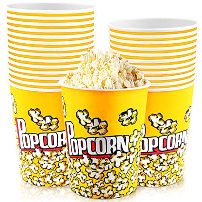  25 Pack 32oz Paper Popcorn Boxes Popcorn Containers Popcorn Buckets Disposable Pop Corn Tubs For Party And Movie