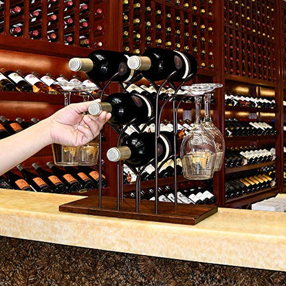  Wine Rack Table Type Wooden Wine Rack Rustic Countertop Wine Rack Countertop Wine Rack Can Hold 4 Bottles And 4 Glasses Metal Wine Rack