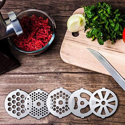  9 Pieces Meat Grinder Blades Meat Grinder Plate Discs Stainless Steel Food Grinder Accessories For Size 5 Stand Mixer And Meat Grinder