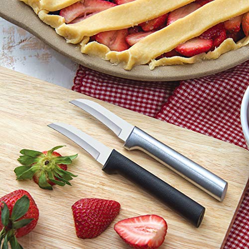  Ada Cutlery Curved Paring Knife Stainless Steel Blade With Aluminum Made In USA, 6-1/8 Inch, Silver Handle