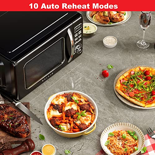  GLCMKZ09BKR09 Retro Countertop Microwave Oven, 0.9 Cu Ft, Black & Elite Gourmet EDB-302BF Countertop Dual Flat Burner, Electric Hot Burner, 1500 Watts (Black)
