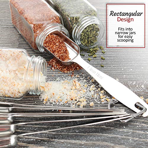  Qillyoper Chefrock Measuring Spoons Set Of 7 Premium 18/8 Stainless Steel For Dry And Liquid, Fits In Spice Jars