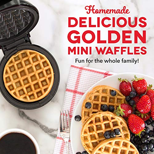 Dash Mini Maker Electric Round Griddle & Other On The Go Breakfast, Lunch & Snacks With Indicator Light + Included Recipe Book - Aqua,4 Inch & Mini Maker, Hash Browns, Keto Chaffles, 4 Inch, Black