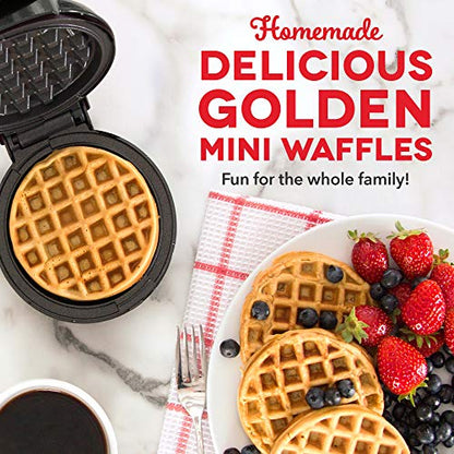 Dash Mini Maker Electric Round Griddle & Other On The Go Breakfast, Lunch & Snacks With Indicator Light + Included Recipe Book - Aqua,4 Inch & Mini Maker, Hash Browns, Keto Chaffles, 4 Inch, Black