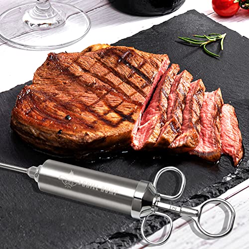  Grill Bump Meat Injector Syringe Kit For Smoker With 3 Flavor Food Injector Syringe Meat Needles, Injection Marinades Brine For Meat, Turkey; 2-oz, Including Paper And E-Book (PDF) User Manual