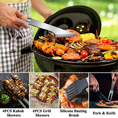  BBQ Grill Accessories Grilling Tools Set, 33PCS Stainless Steel BBQ Accessories With Carry Bag, Barbecue Utensils Set For Camping, Kitchen, Outdoor, Perfect BBQ Tools Gift For Men Women