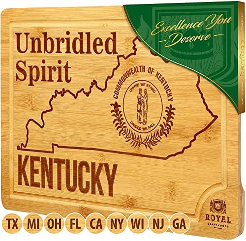  Bamboo State Cutting Board For Kitchen – California Cheese Board, Charcuterie Platter & Serving Tray, (15" X 10")
