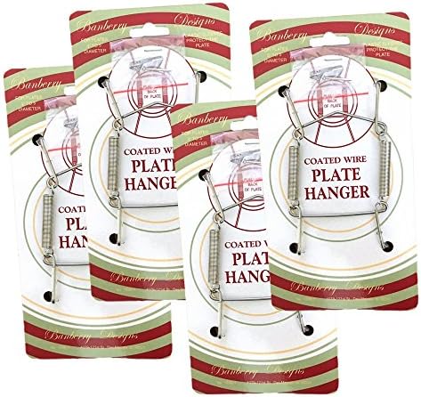  Chrome Vinyl Coated Plate Hanger 3.5 To 5 Inch Plate Hanger Set Of 4 Hangers - Includes Hanging Hook And Nail
