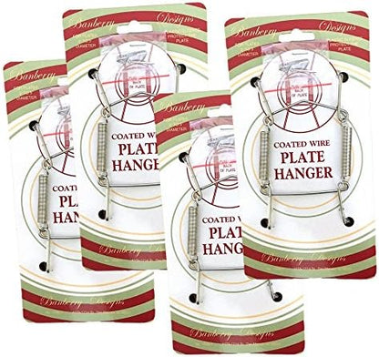  Chrome Vinyl Coated Plate Hanger 3.5 To 5 Inch Plate Hanger Set Of 4 Hangers - Includes Hanging Hook And Nail