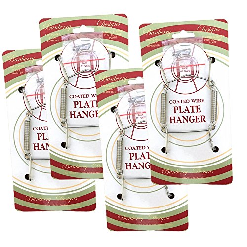  Chrome Vinyl Coated Plate Hanger 3.5 To 5 Inch Plate Hanger Set Of 4 Hangers - Includes Hanging Hook And Nail