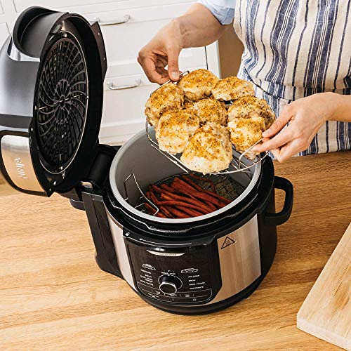 Ninja INJA FD401 Foodi 8-qt. 9-in-1 Deluxe XL Cooker & Air Fryer-Stainless Steel Pressure Cooker, 8-Quart, (Renewed)
