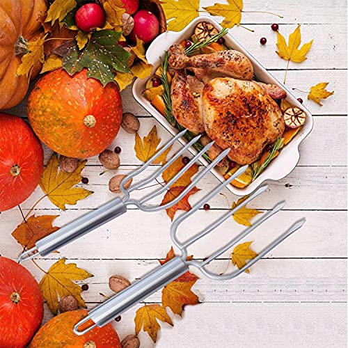  Stainless Steel Poultry Lifters Set Of 2.Meat Fork, Roaster Poultry Fork, Carving Forks, Transfer Chicken Or Ham Easily