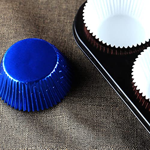  Foil Cupcake Liners Baking Cups Paper Standard Navy Blue, 200 Pack