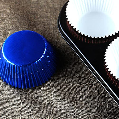  Foil Cupcake Liners Baking Cups Paper Standard Navy Blue, 200 Pack