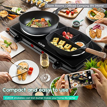  Electric Hot Plate, 1800W Countertop Burner, Dual Electric Stove, Portabel Electric Cooktop,Portabel Double Burner For Cooking
