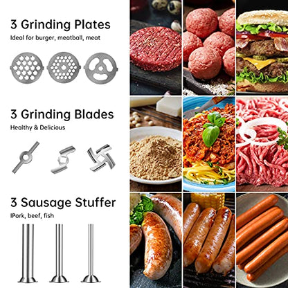  AMZCHEF Slow Masticating Juicer Bundle With Meat Grinder Attachment,Cold Press Juicer With Silent Motor And Reverse Function,with Sausage Stuffer Tubes And Grinding Plates