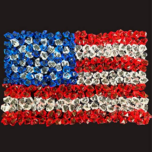  Patriotic Acrylic Ice Rocks Crystals Gems ~550 Pcs 3 Lbs Bulk Bag For Vase Filler Table Scatter Party Wedding Arts Crafts Decoration Display Idea -Red Blue Clear Blend