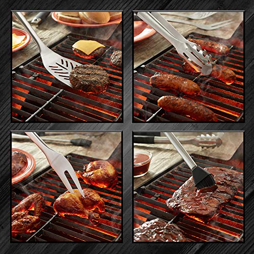  4-Piece Stainless Steel BBQ Tool Utensil Set - Professional Grade Barbecue Accessories
