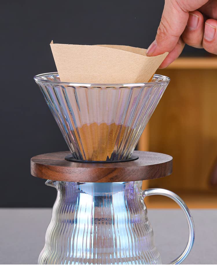  Glass Coffee Maker Pour Over Gradient Color 16oz Glass Carafe Dripper Brewer,50Pcs Coffee Lover Gift Set