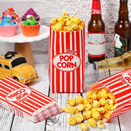  300 Pcs Popcorn Bags Popcorn Boxes Paper Red And White Movie Popcorn Bags For Carnival Movie Theme Party Supplies(3.54 X 2.36 X 8.27 Inches)