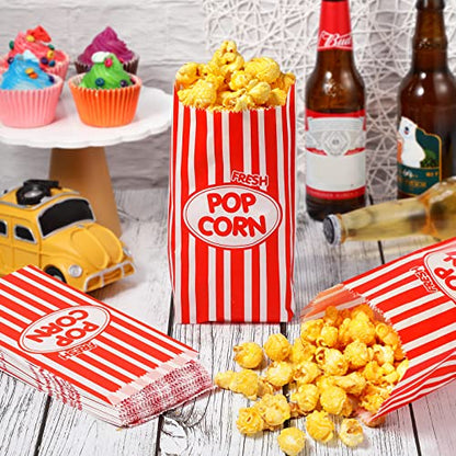  300 Pcs Popcorn Bags Popcorn Boxes Paper Red And White Movie Popcorn Bags For Carnival Movie Theme Party Supplies(3.54 X 2.36 X 8.27 Inches)