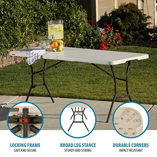 Lifetime 80753 Fold In Half Light Commercial Table, 6 Feet, Almond