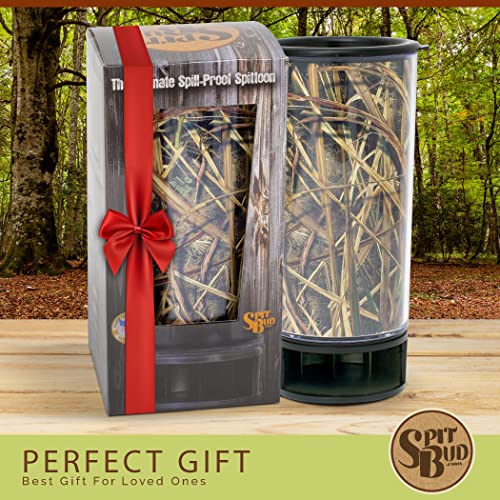  Ossy Oak Shadow Grass Blades By Spit Bud - The Ultimate Spittoon For Chew - Portable Dip & Snuff Cup With Lid, Pop Tab, Spill-Proof Funnel, Can Cutter & Holder - Fit In Cup Holders - Holds 8oz - Made In USA