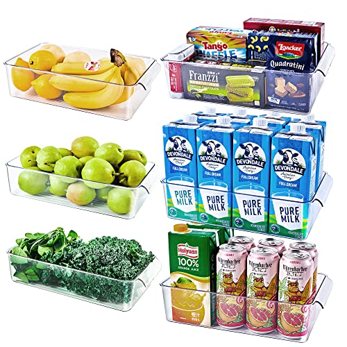  Efrigerator Organizer Bins, REDMOND 6pcs Fridge Organizers And Storage Clear Stackable For Kitchen, Pantry, Refrigerator, Cabinets, Freezer (2 Small+2 Medium+2 Large)