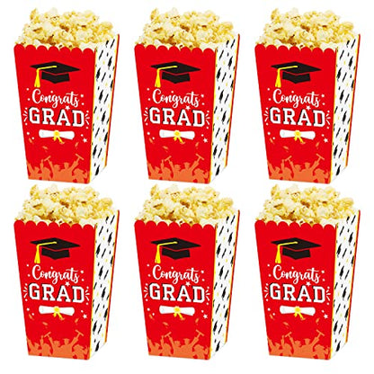  Graduation Popcorn Boxes School Grad Party Favor Plastic Popcorn Treat Boxes 24 Pieces, Blue